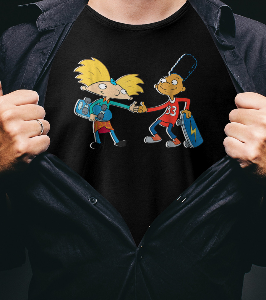 Nick Rewind Hey Arnold Skateboarding Characters Arnold And Gerald T-Shirt