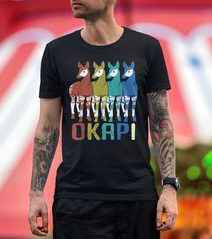 Okapi Family Colorful Okapi Flock T-Shirt