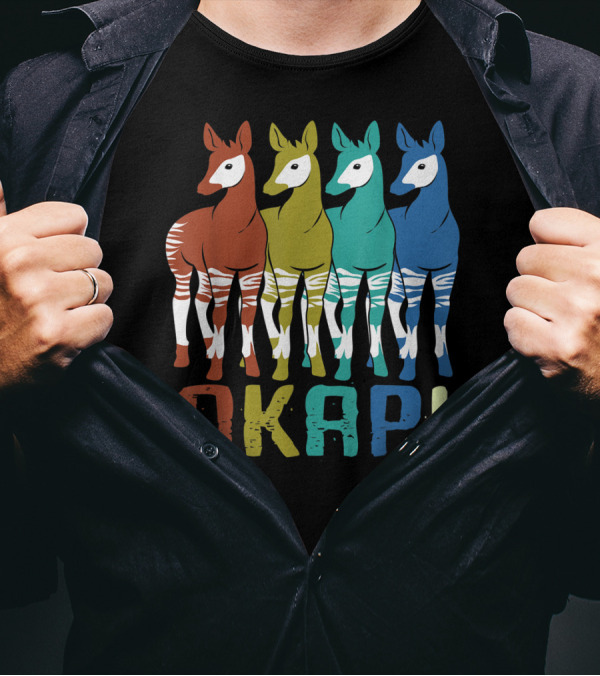 Okapi Family Colorful Okapi Flock T-Shirt