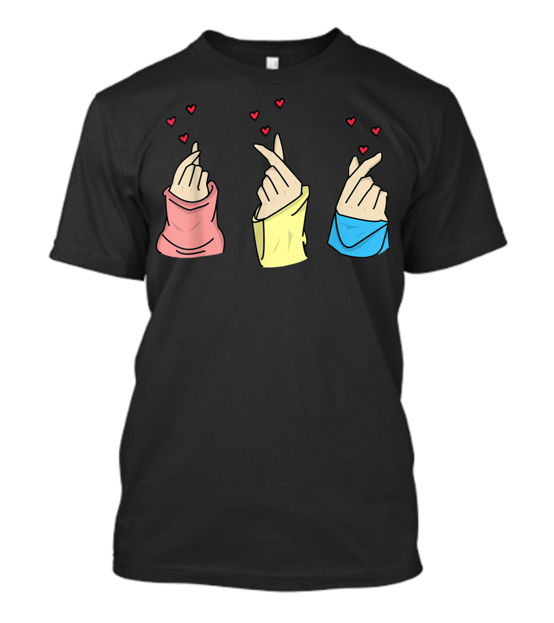 Oppa Korean Finger Heart Sign Cute Kpop Aesthetic With Colorful Sweaters T-Shirt