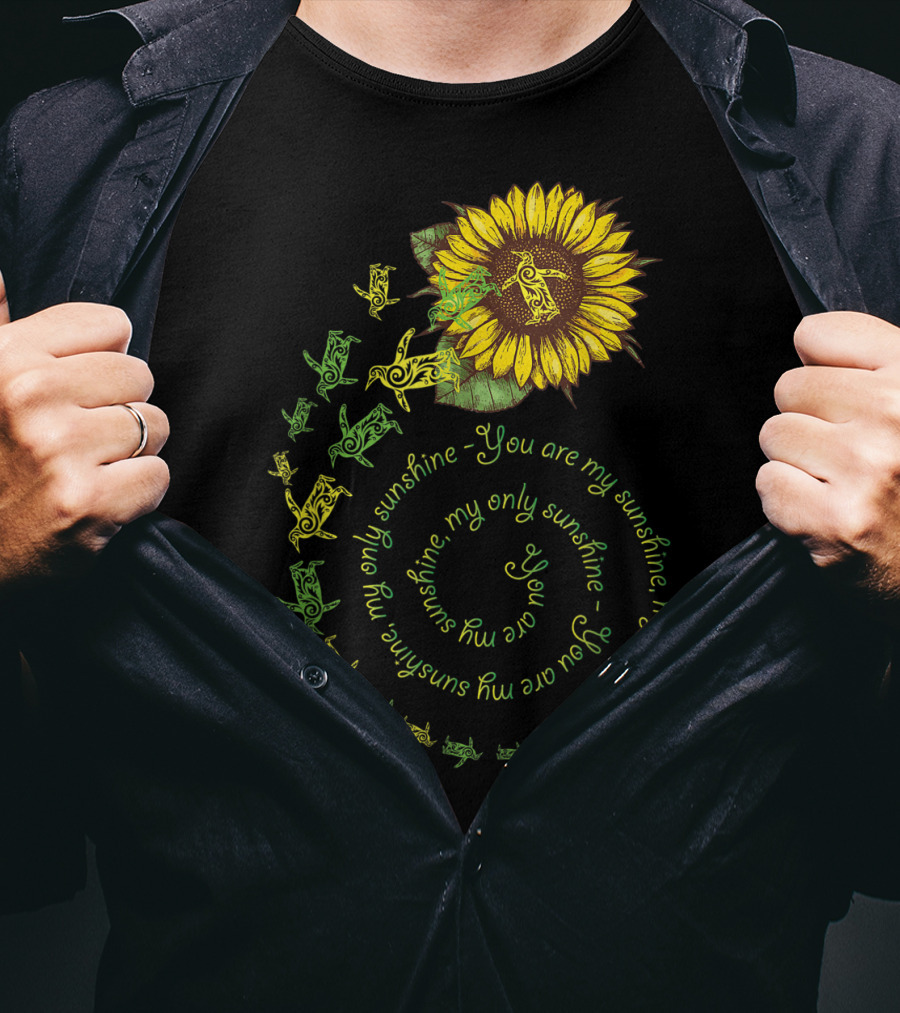 You Are My Sunshine My Only Sunshine Sunflower And Penguin Spiral T-Shirt