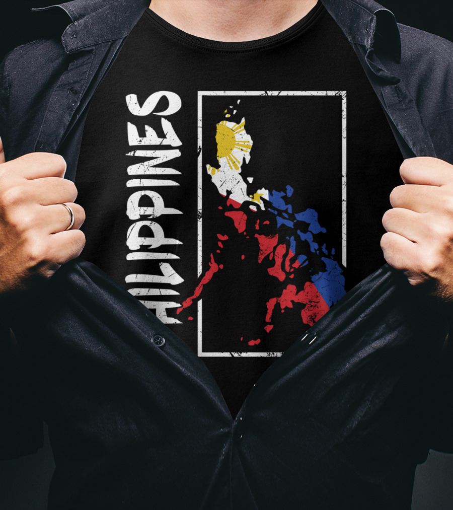 Philippines Flag Map And Filipino Pride T-Shirt