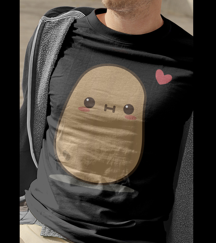 Potato Love Heart Cute Kawaii Character With Heart Balloon T-Shirt
