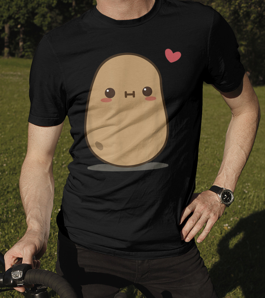 Potato Love Heart Cute Kawaii Character With Heart Balloon T-Shirt