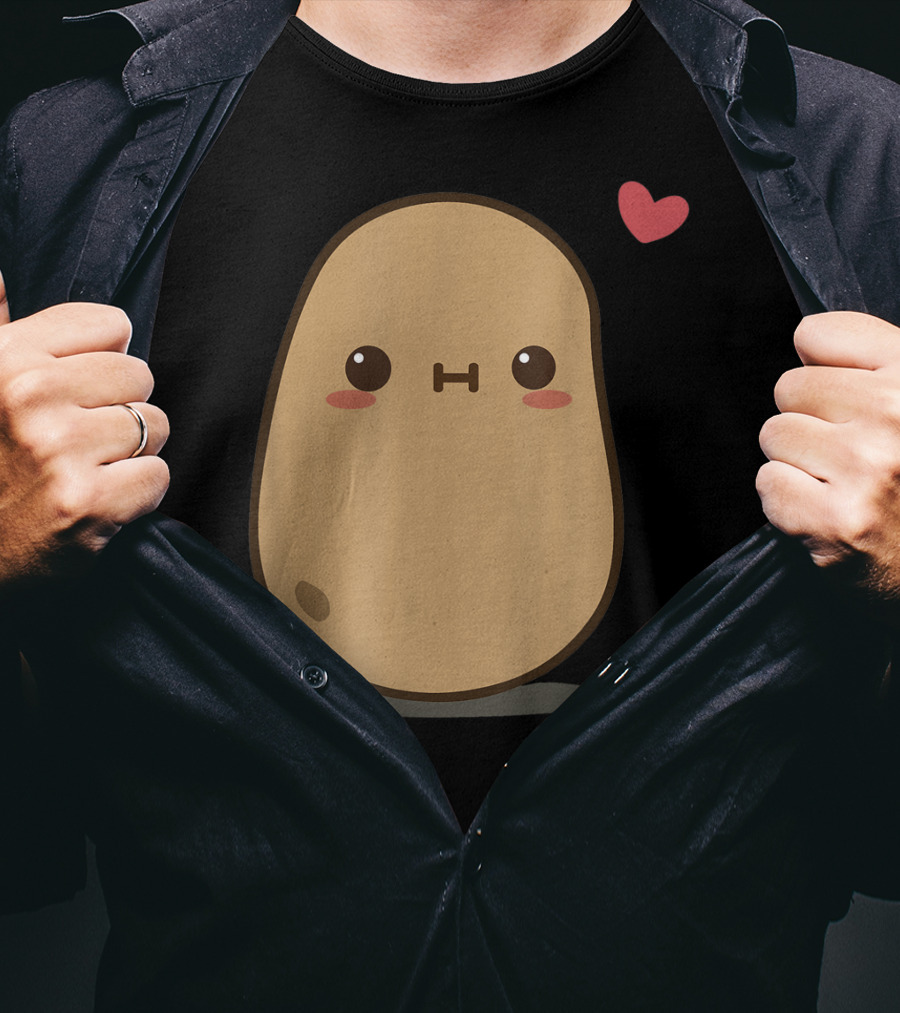 Potato Love Heart Cute Kawaii Character With Heart Balloon T-Shirt