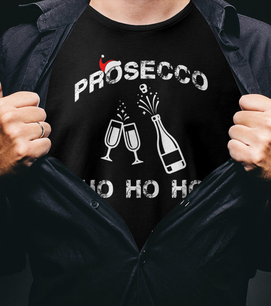Prosecco Ho Ho Ho Santa Hat Christmas Party T-Shirt