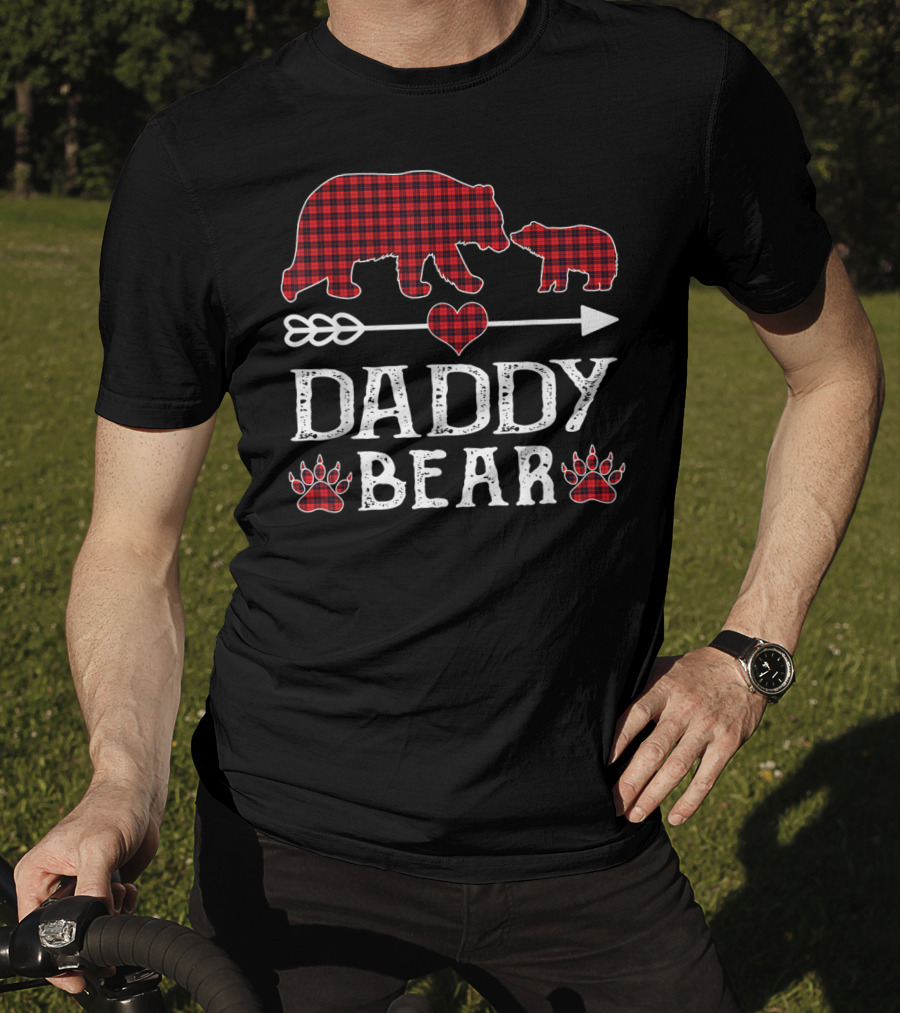 Daddy Bear Red Plaid Bears Heart Arrow Paw Prints T-Shirt