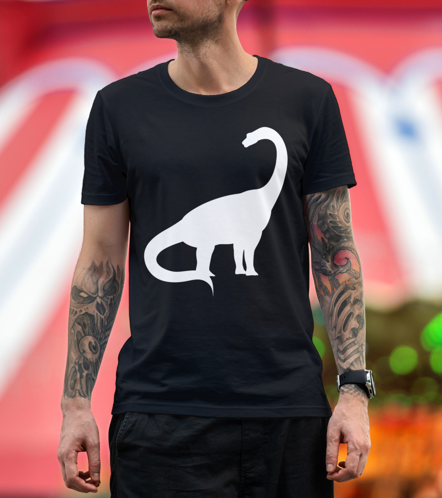 Retro Brachiosaurus Dinosaur Silhouette Classic Minimalist T-Shirt