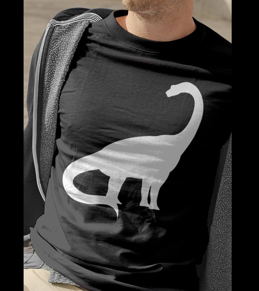 Retro Brachiosaurus Dinosaur Silhouette Classic Minimalist T-Shirt