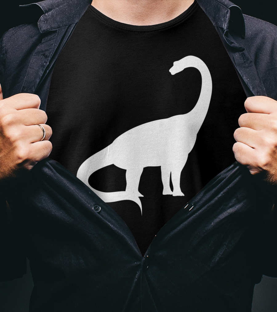 Retro Brachiosaurus Dinosaur Silhouette Classic Minimalist T-Shirt