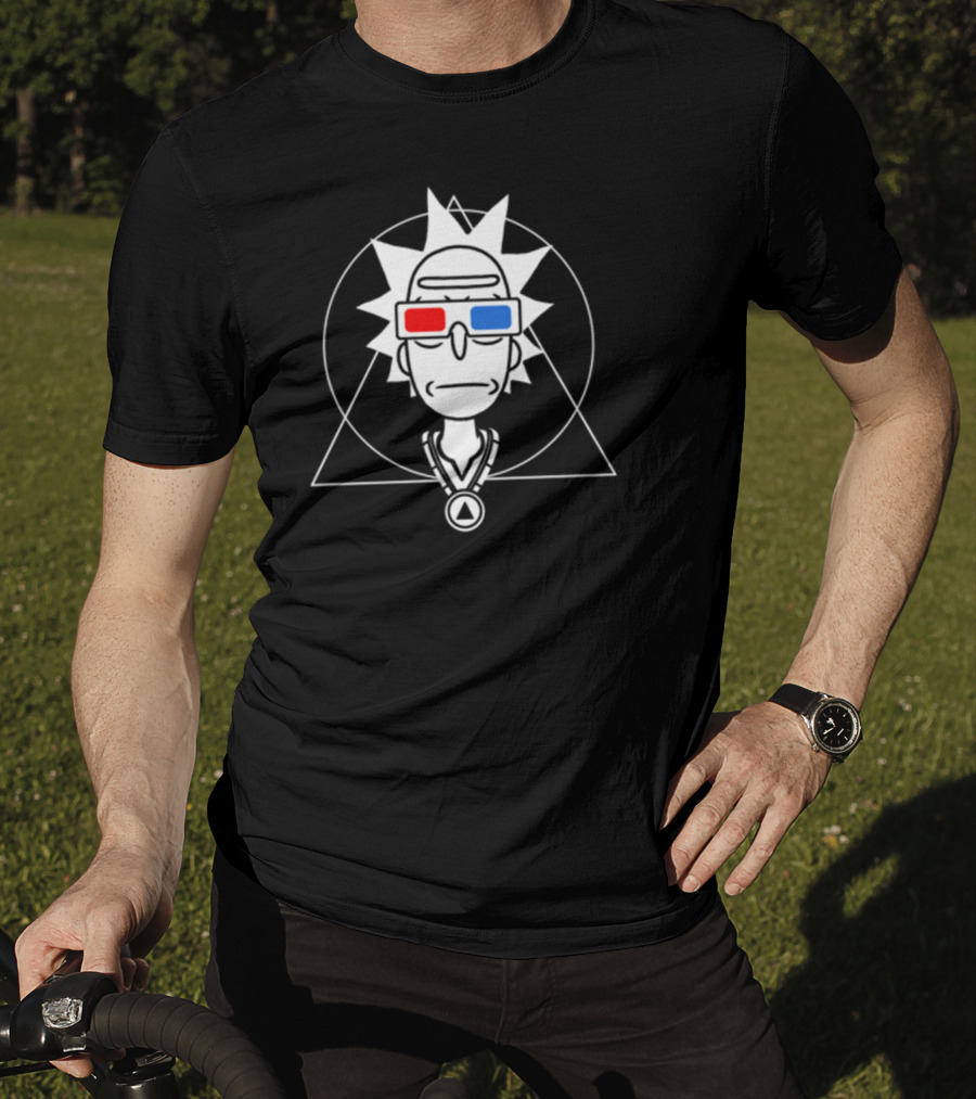 Rick And Morty Spiritual Rick 3D Glasses Geometric Line T-Shirt