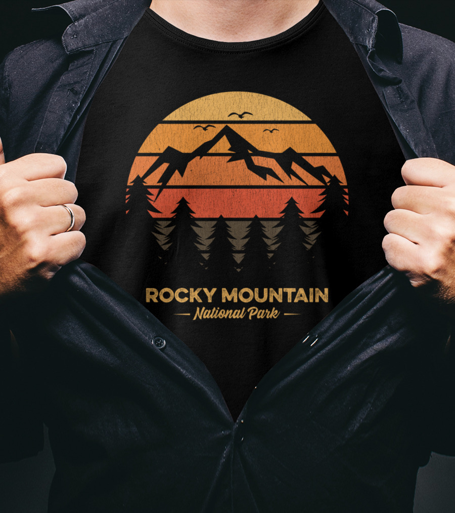 Rocky Mountain National Park Vintage Sunset Mountain T-Shirt