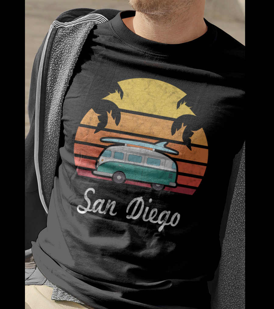 San Diego California Vintage Van Palm Sunset Souvenir T-Shirt