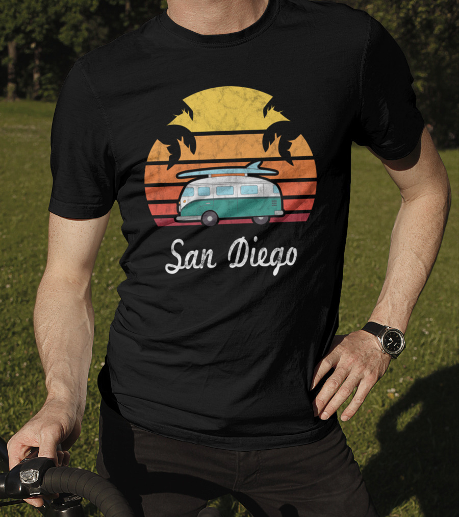 San Diego California Vintage Van Palm Sunset Souvenir T-Shirt