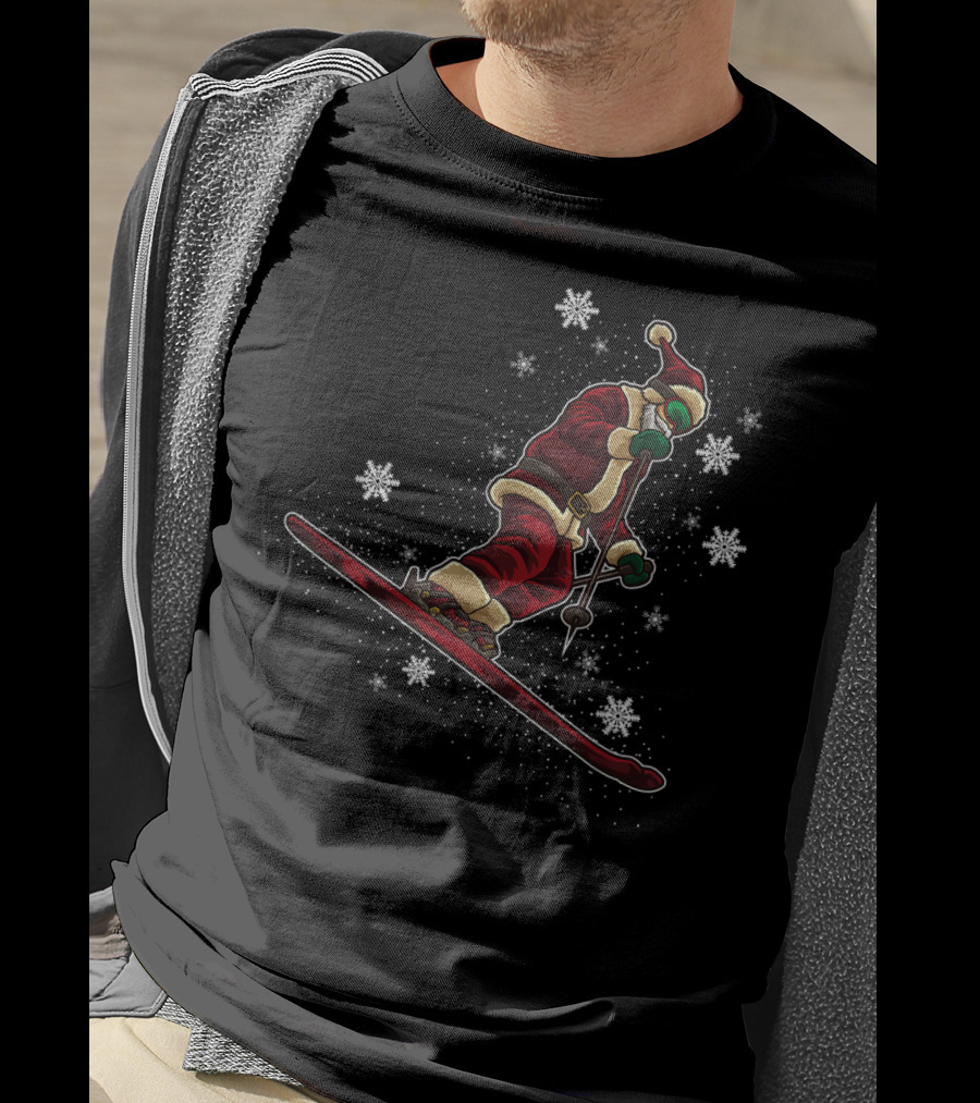 Santa Claus Skiing Funny Winter Sports Holiday T-Shirt