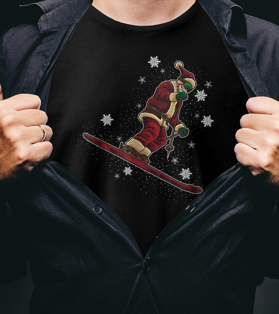 Santa Claus Skiing Funny Winter Sports Holiday T-Shirt