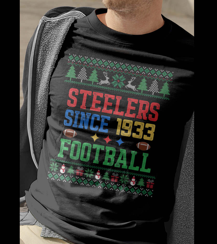 Steelers Ugly Christmas Football Since 1933 T-Shirt