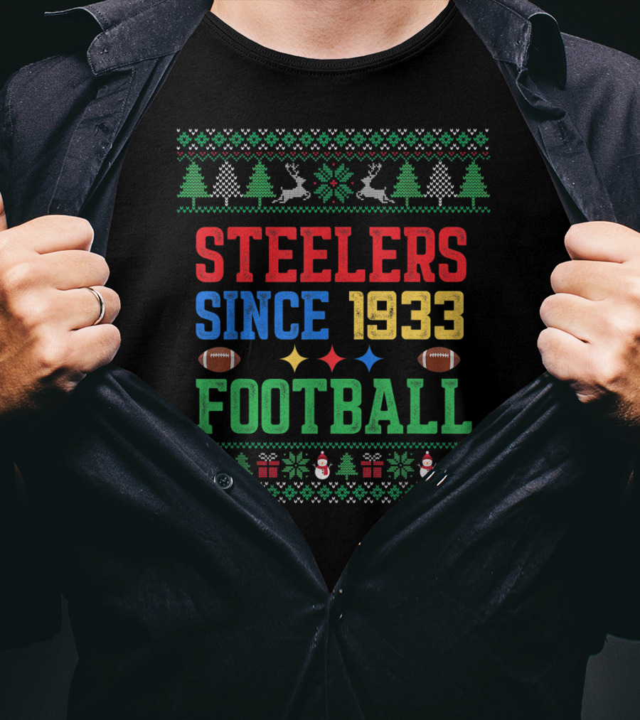 Steelers Ugly Christmas Football Since 1933 T-Shirt
