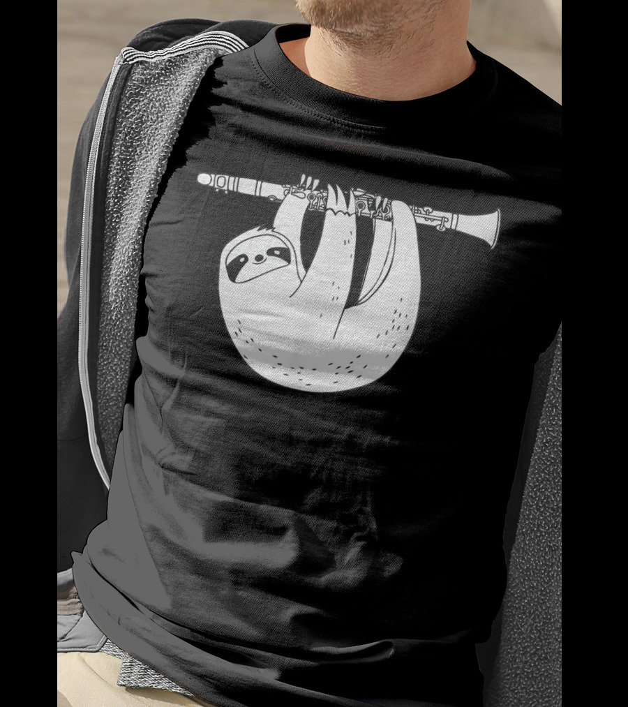Sloth Hanging On Clarinet T-Shirt