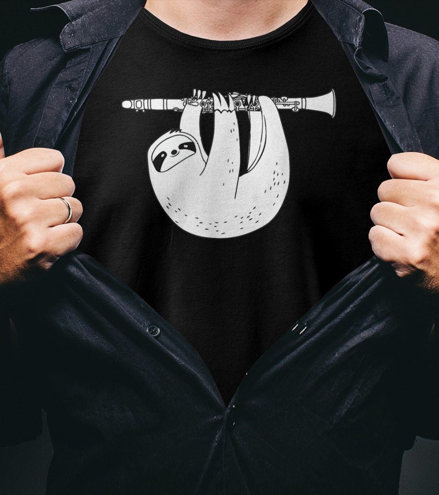 Sloth Hanging On Clarinet T-Shirt