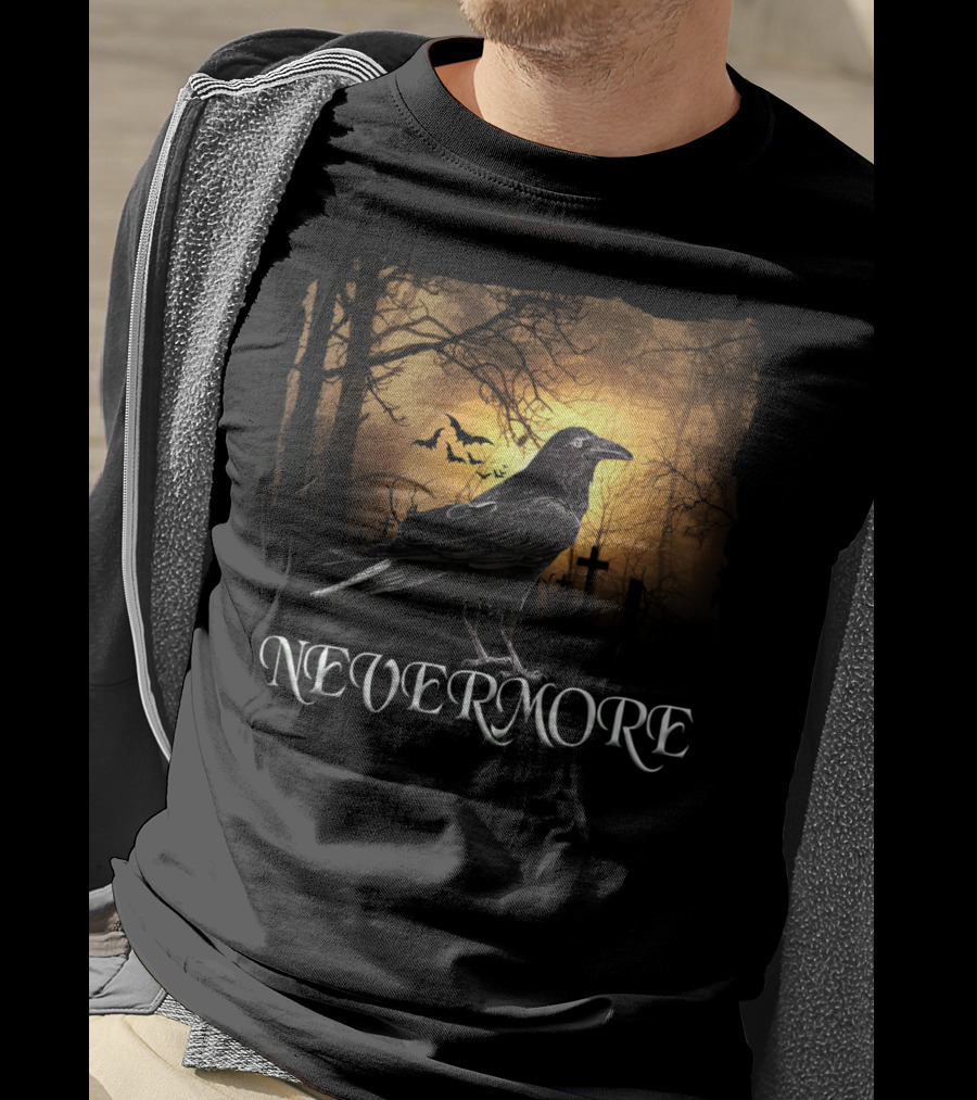 Nevermore Raven Spooky Creepy Edgar Allan Poe T-Shirt