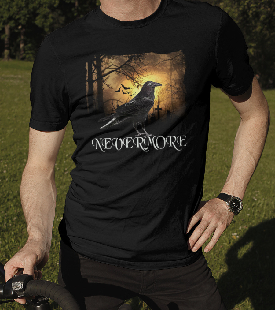 Nevermore Raven Spooky Creepy Edgar Allan Poe T-Shirt