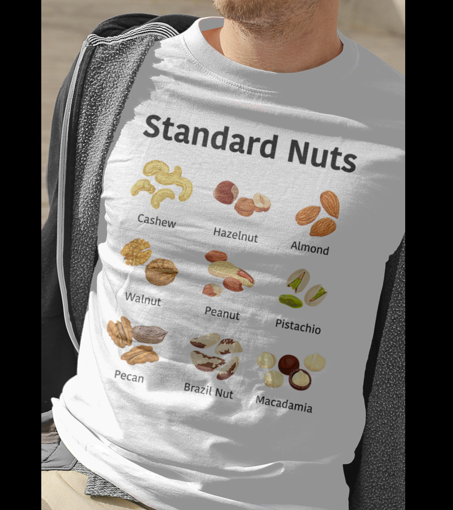 Standard Nuts Youth Cashew Hazelnut Almond Walnut Peanut Pistachio Pecan Brazil Nut Macadamia Lots Of Colors T-Shirt