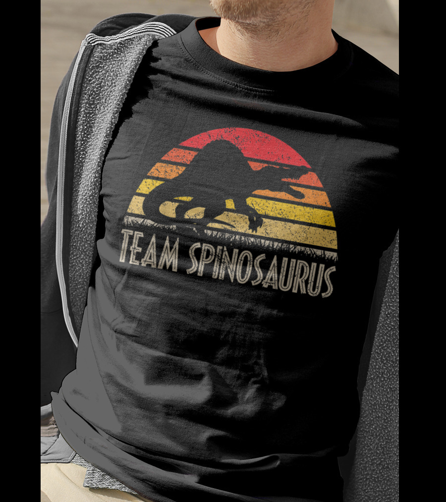 Team Spinosaurus Retro Sunset Silhouette Dinosaur T-Shirt
