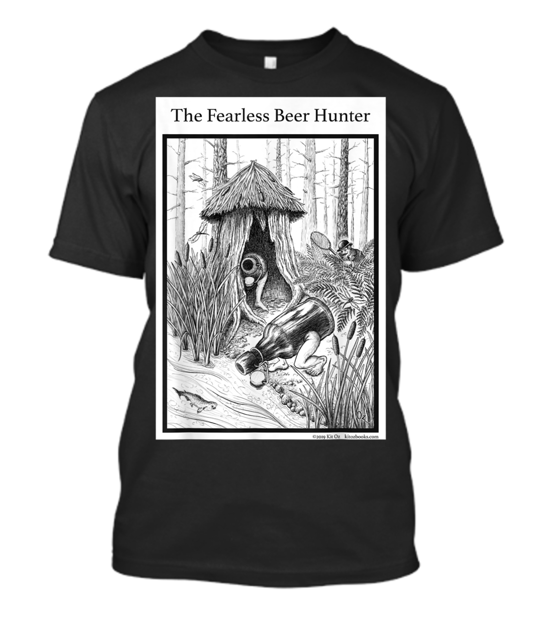 The Fearless Beer Hunter Forest Adventure Hut Scene T-Shirt