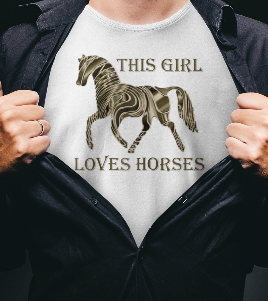 This Girl Loves Horses 3D Metallic Horse T-Shirt