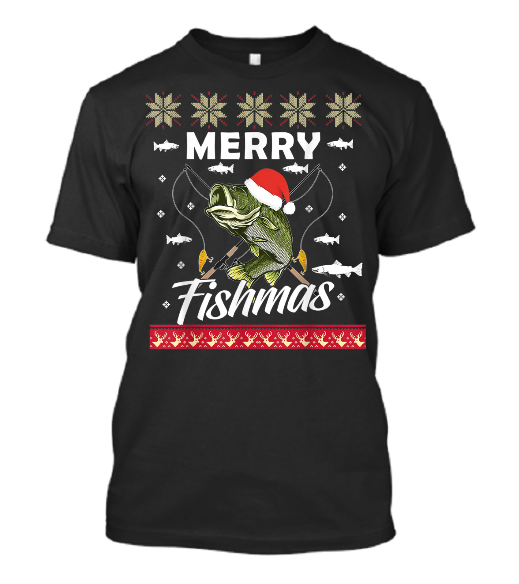 Ugly Christmas Sweater Merry Fishmas Fishing Fisherman Holiday T-Shirt