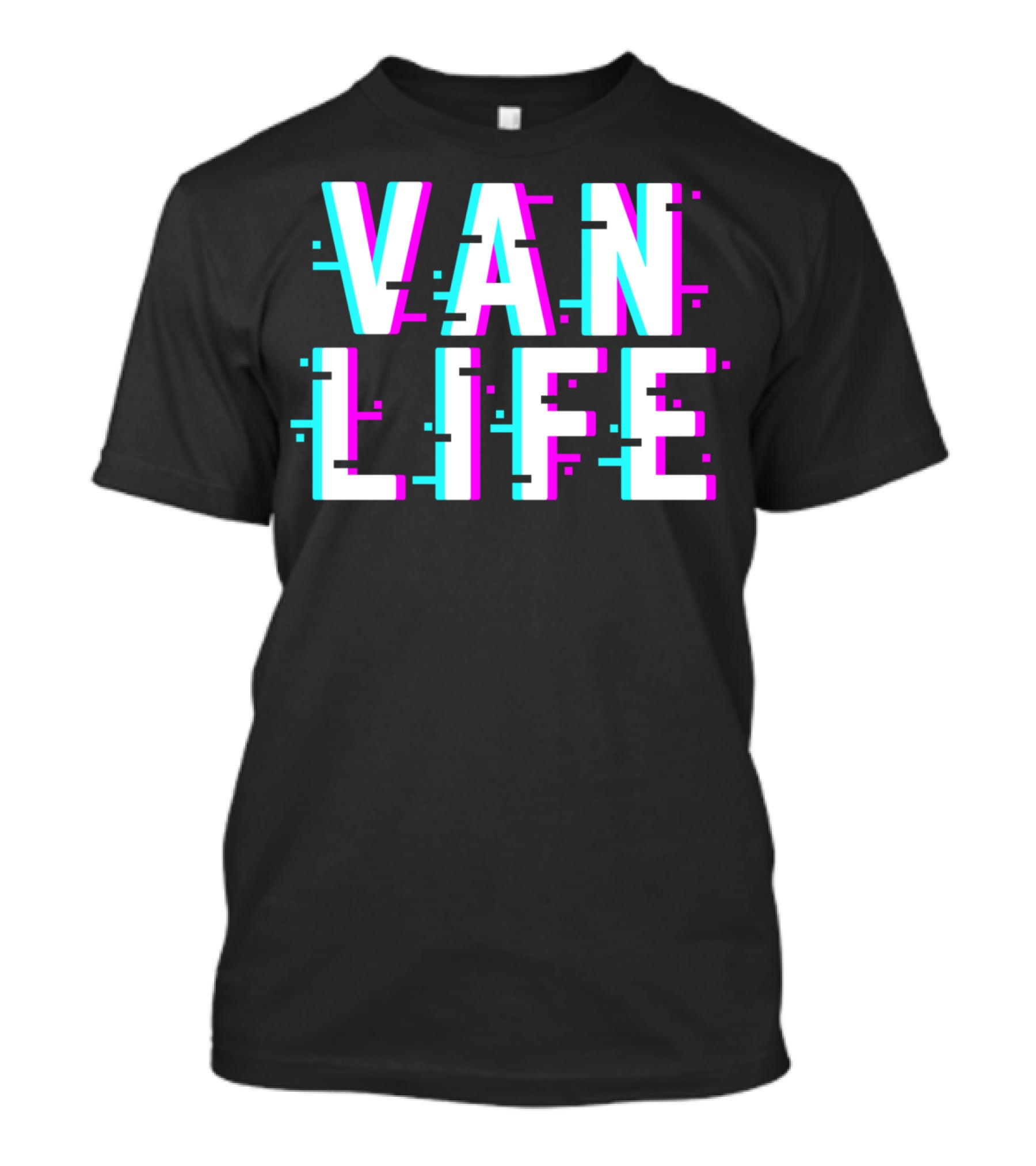 Van Life Camper Van Glitch Typography T-Shirt