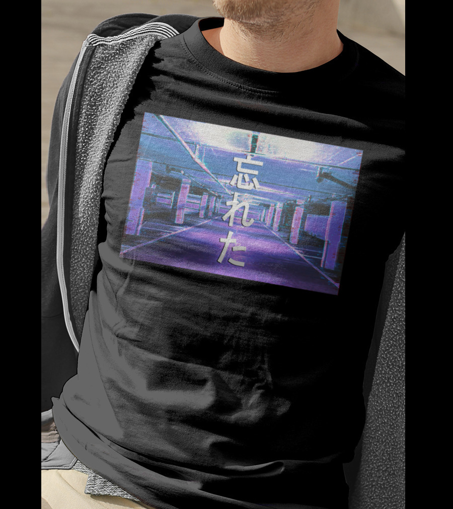 Forgotten Vaporwave Aesthetic Underground Parking Scene Japanese Text T-Shirt