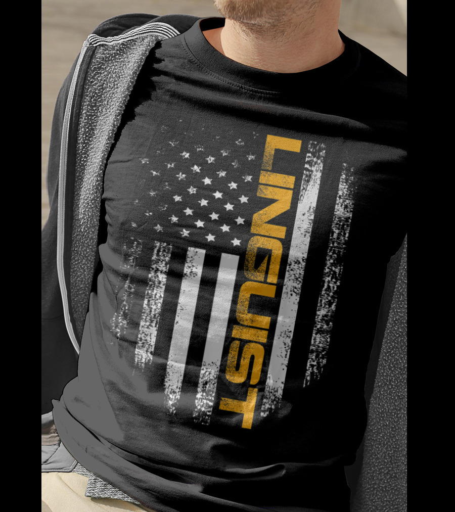 Vintage American USA Flag Linguist Cool T-Shirt