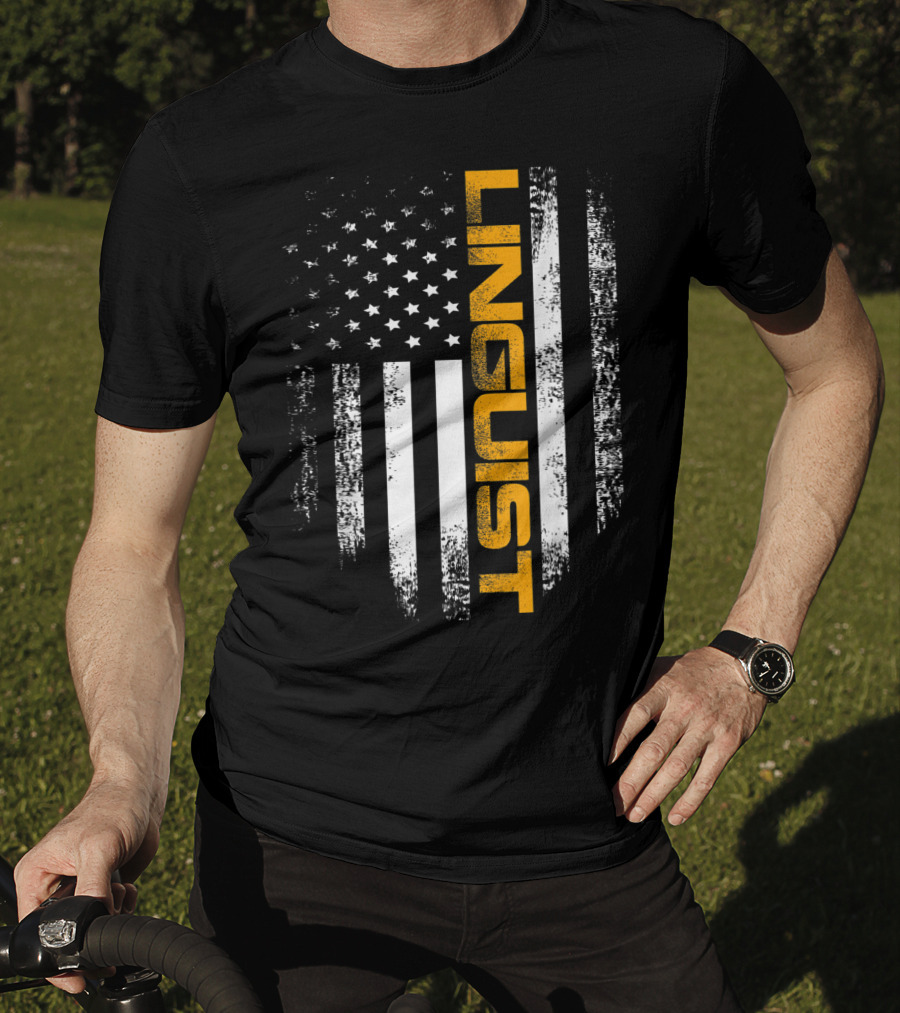 Vintage American USA Flag Linguist Cool T-Shirt