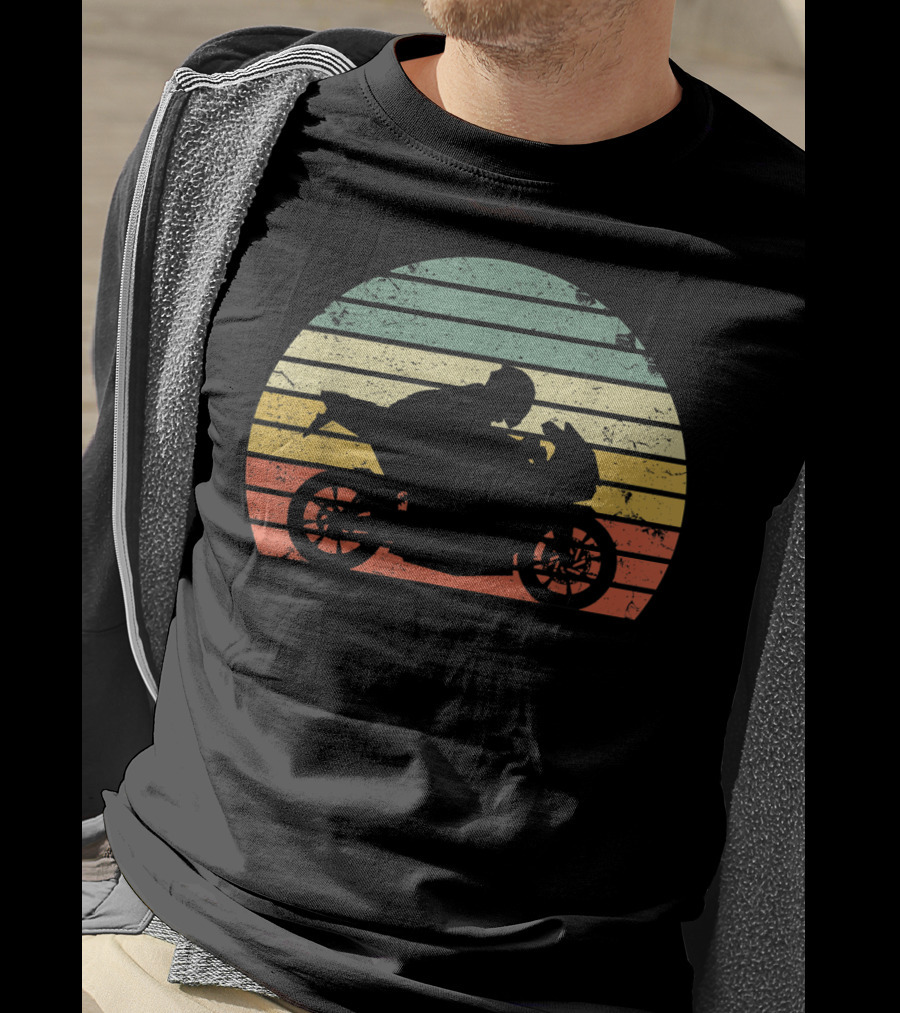 Vintage Biker Motorcycle Retro Sunset T-Shirt