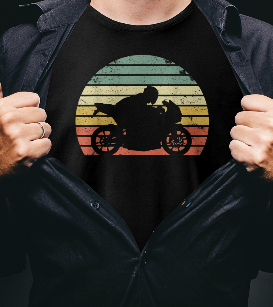Vintage Biker Motorcycle Retro Sunset T-Shirt
