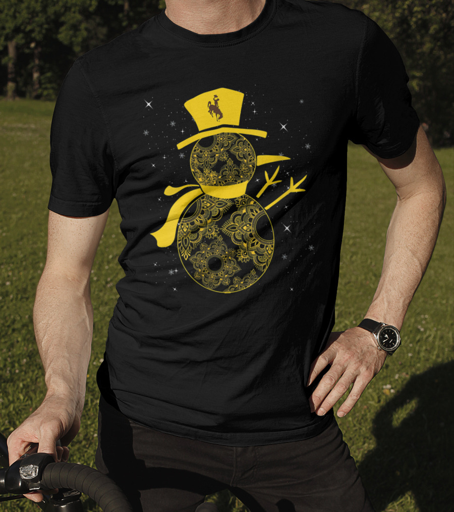 Wyoming Cowboys Mandala Snowman With Cowboy Hat T-Shirt