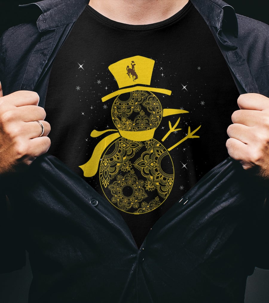 Wyoming Cowboys Mandala Snowman With Cowboy Hat T-Shirt
