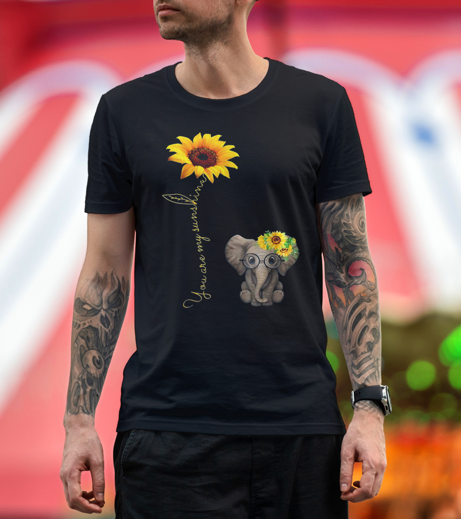 You Are My Sunshine Sunflower Elephant Hippie T-Shirt
