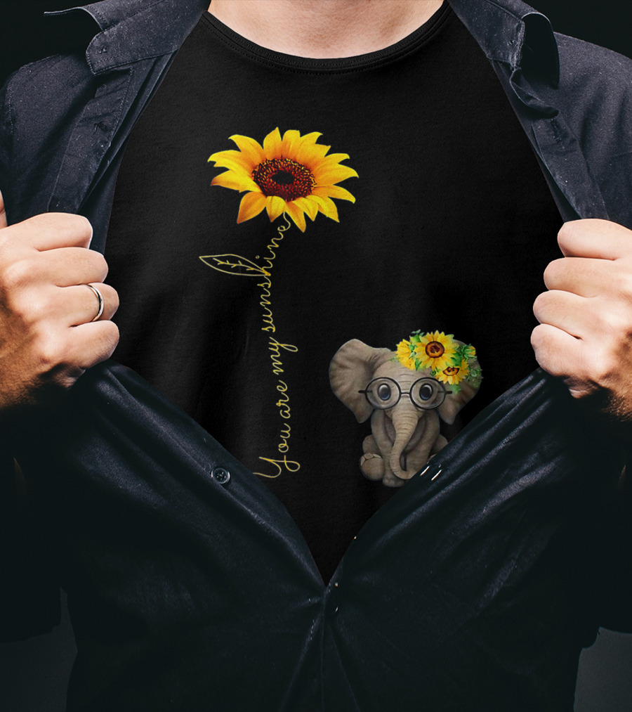 You Are My Sunshine Sunflower Elephant Hippie T-Shirt