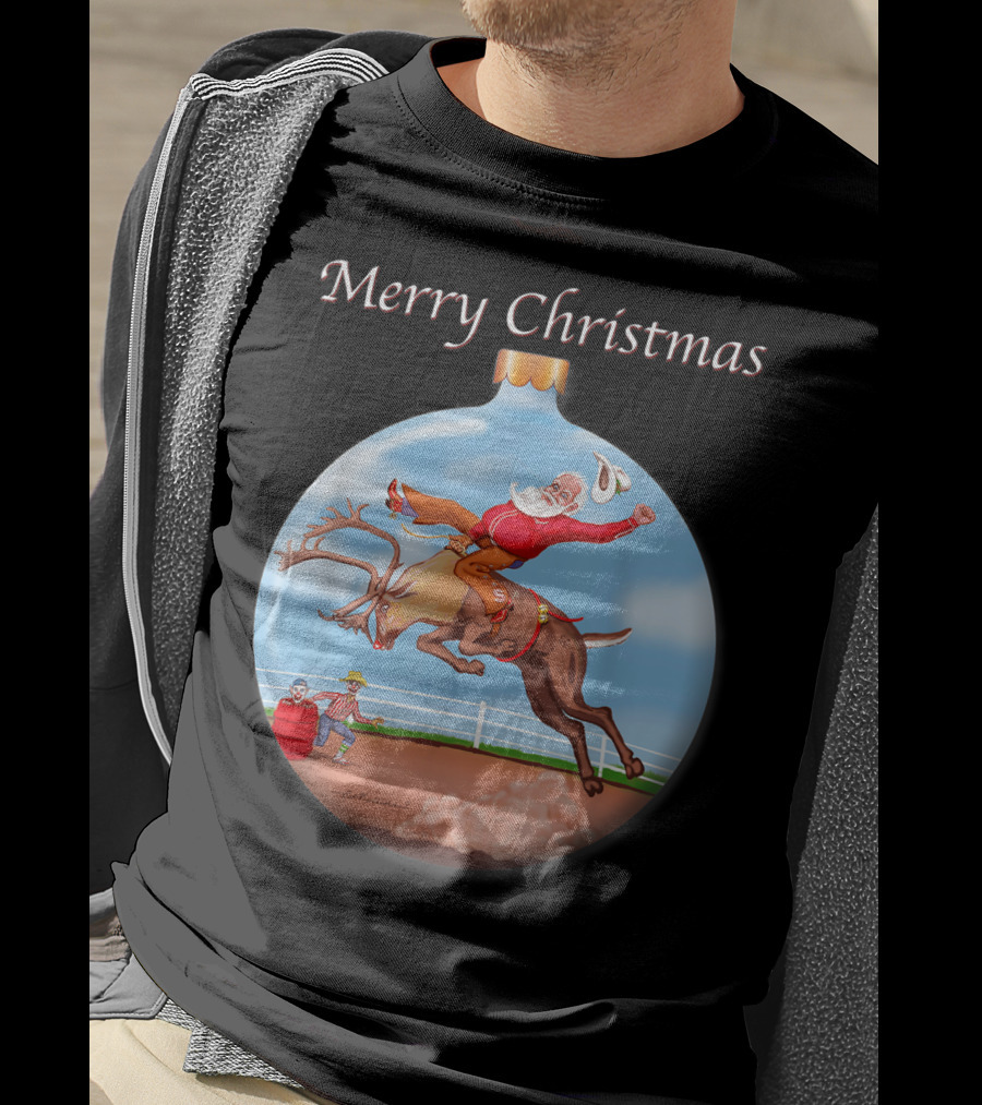 Merry Christmas Santa Claus Riding Rudolph T-Shirt