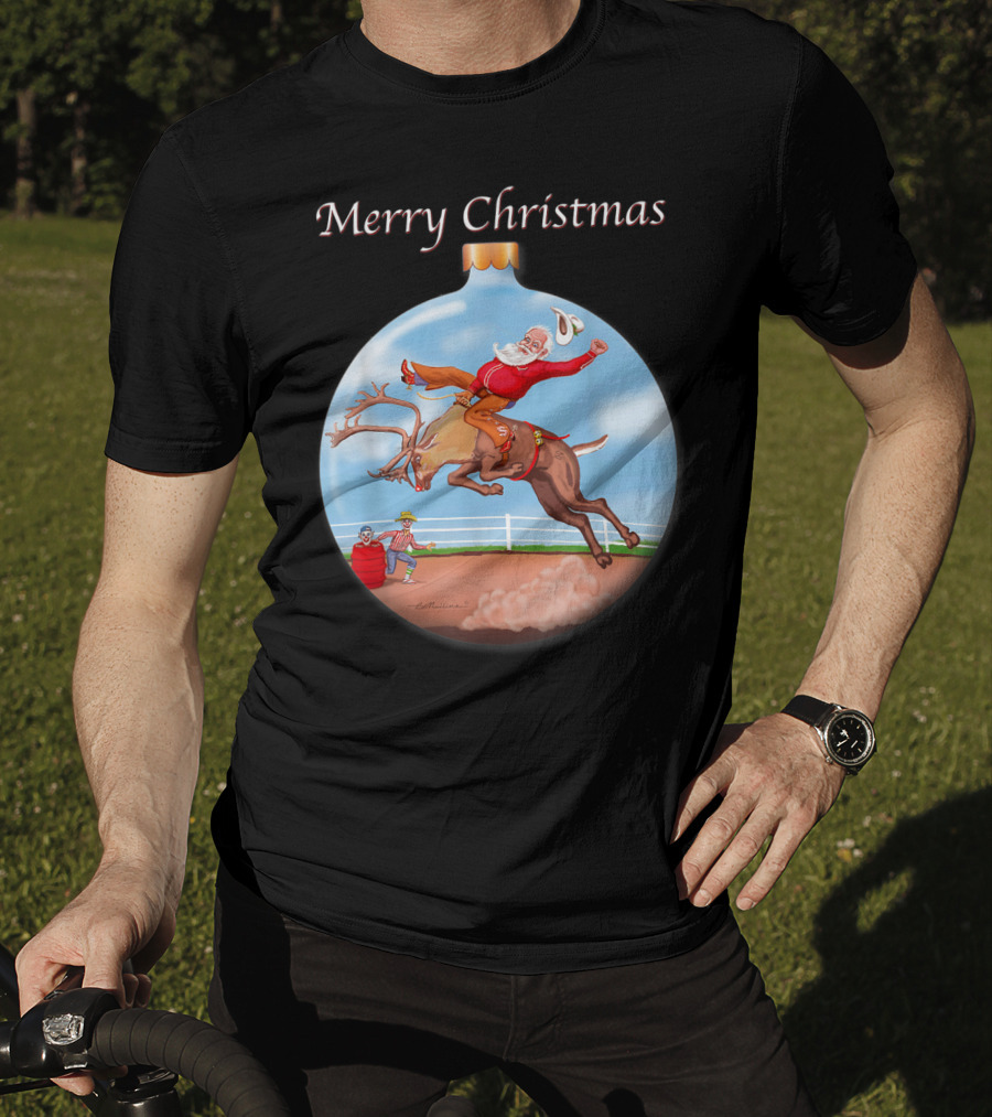 Merry Christmas Santa Claus Riding Rudolph T-Shirt