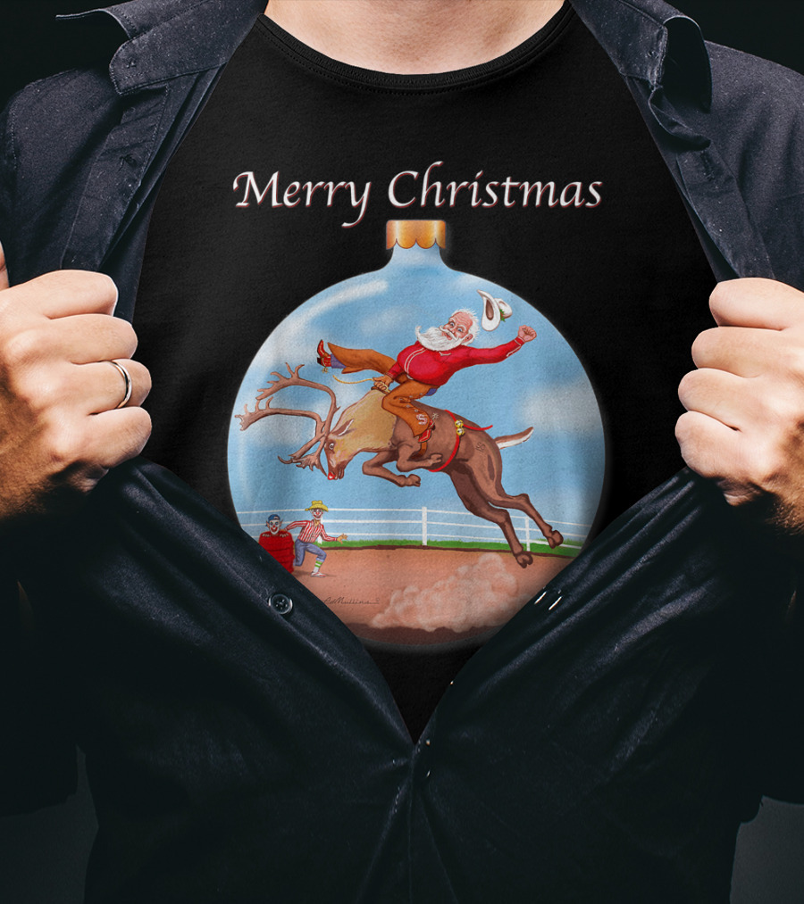 Merry Christmas Santa Claus Riding Rudolph T-Shirt
