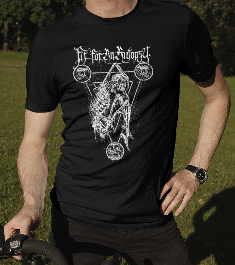 Fitforanautopsy Skeleton With Triangular Geometric Skull T-Shirt