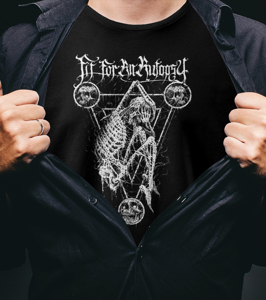 Fitforanautopsy Skeleton With Triangular Geometric Skull T-Shirt