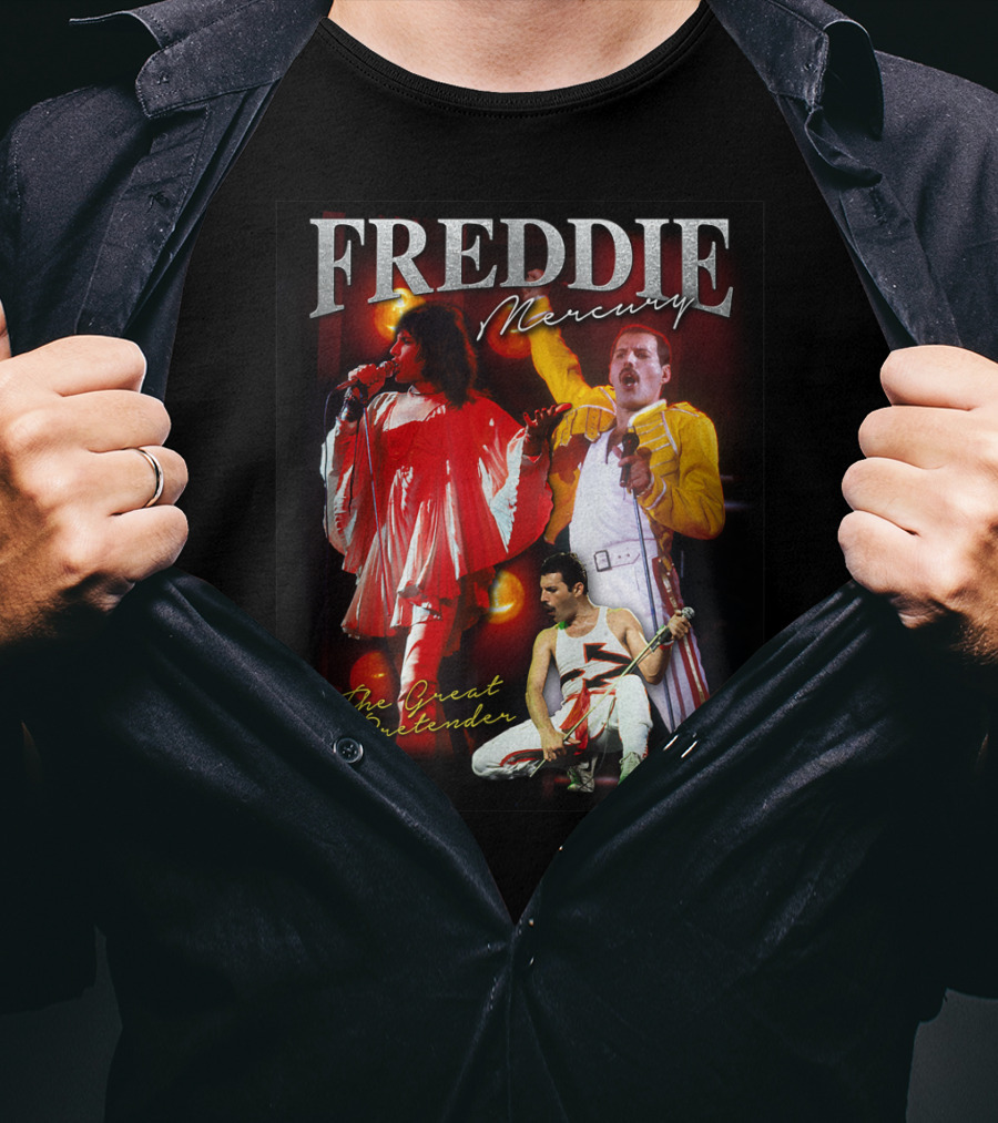 Freddie Mercury The Great Pretender Concert Image Montage T-Shirt