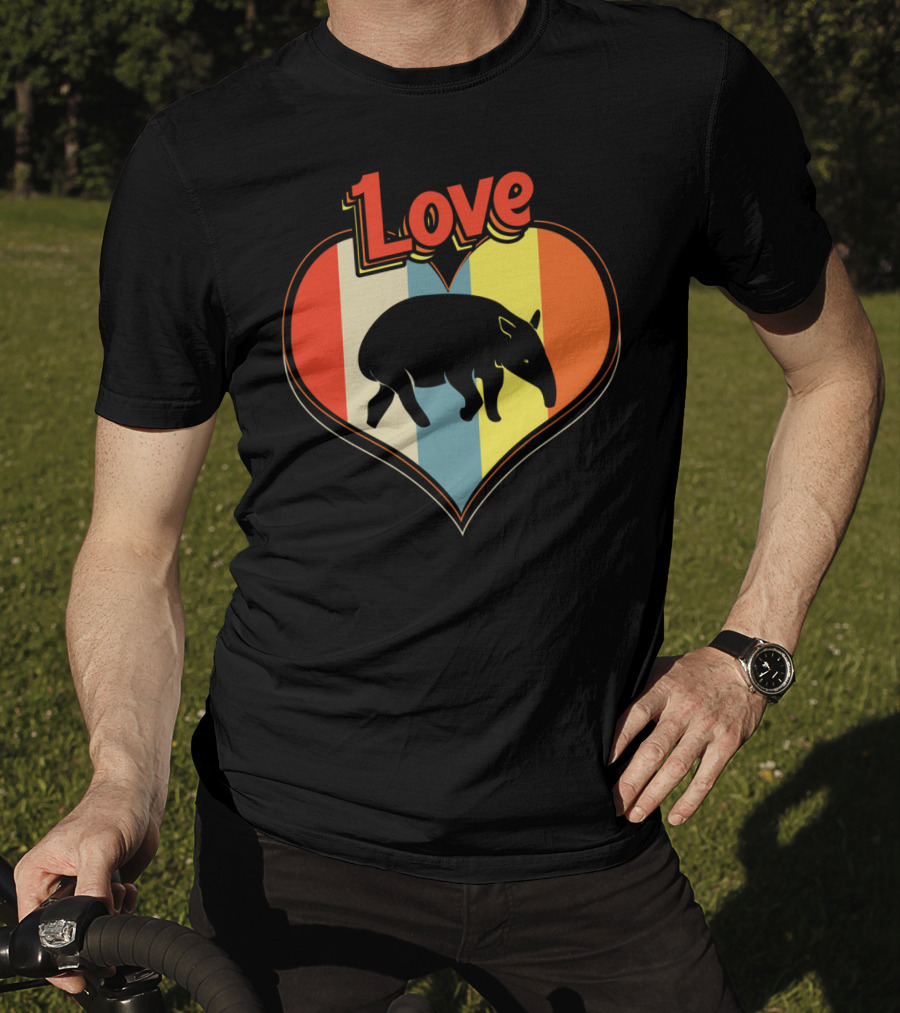 Love Heart Tapir Vintage Stripe T-Shirt