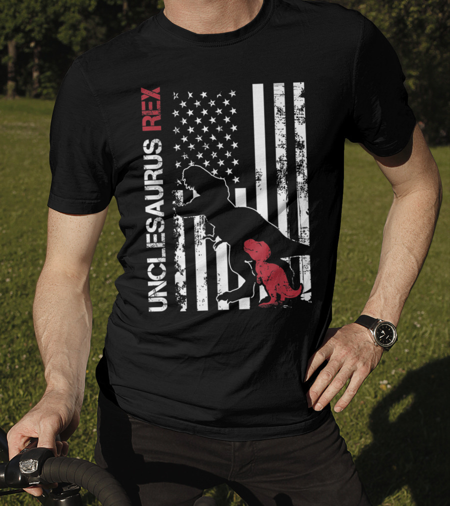 Unclesaurus Rex Dinosaur USA Flag Family T-Shirt