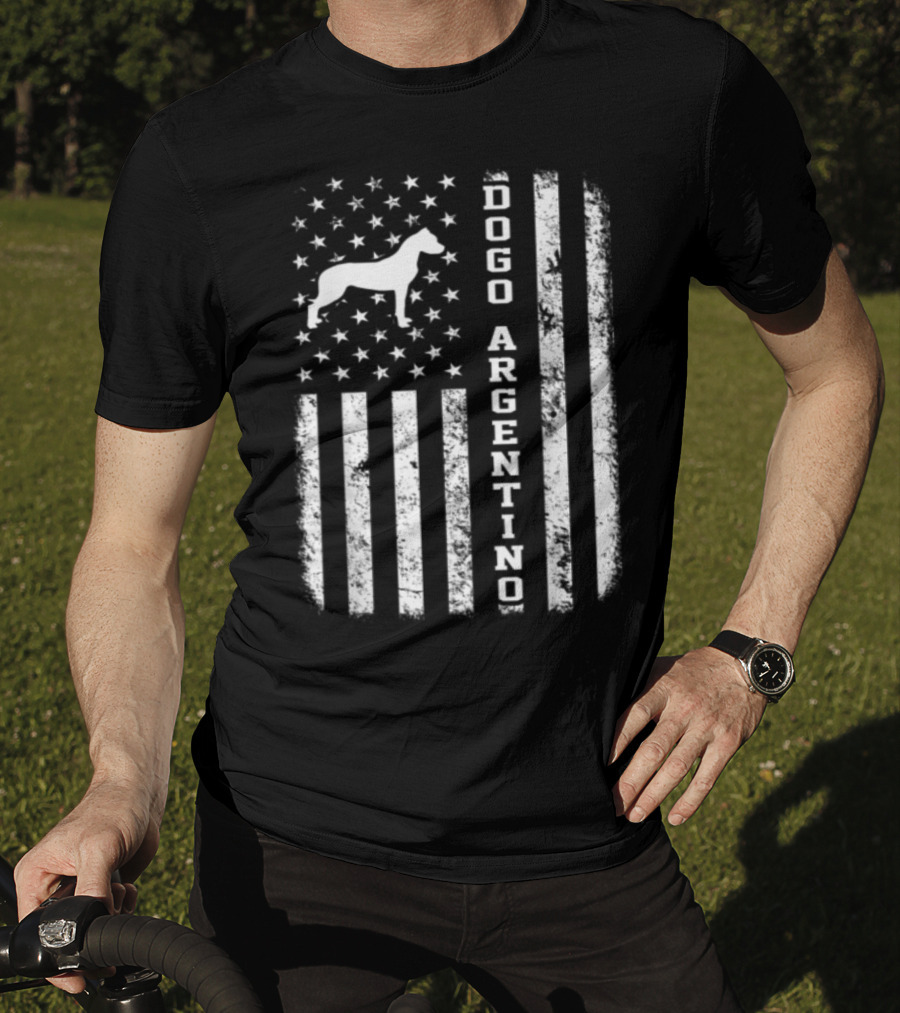 Vintage American Flag Dogo Argentino Dog T-Shirt